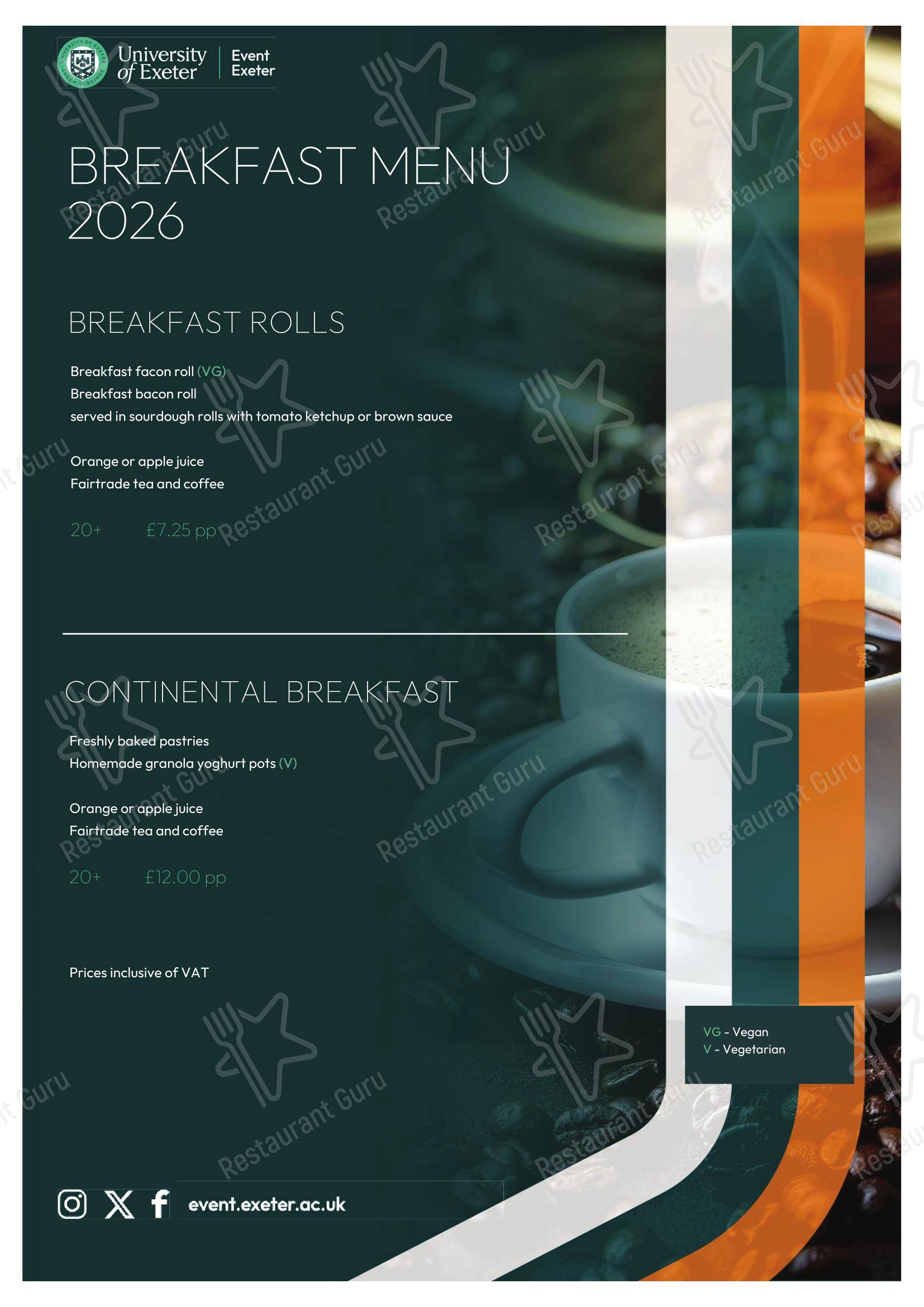 Dinner Menu Reed Hall