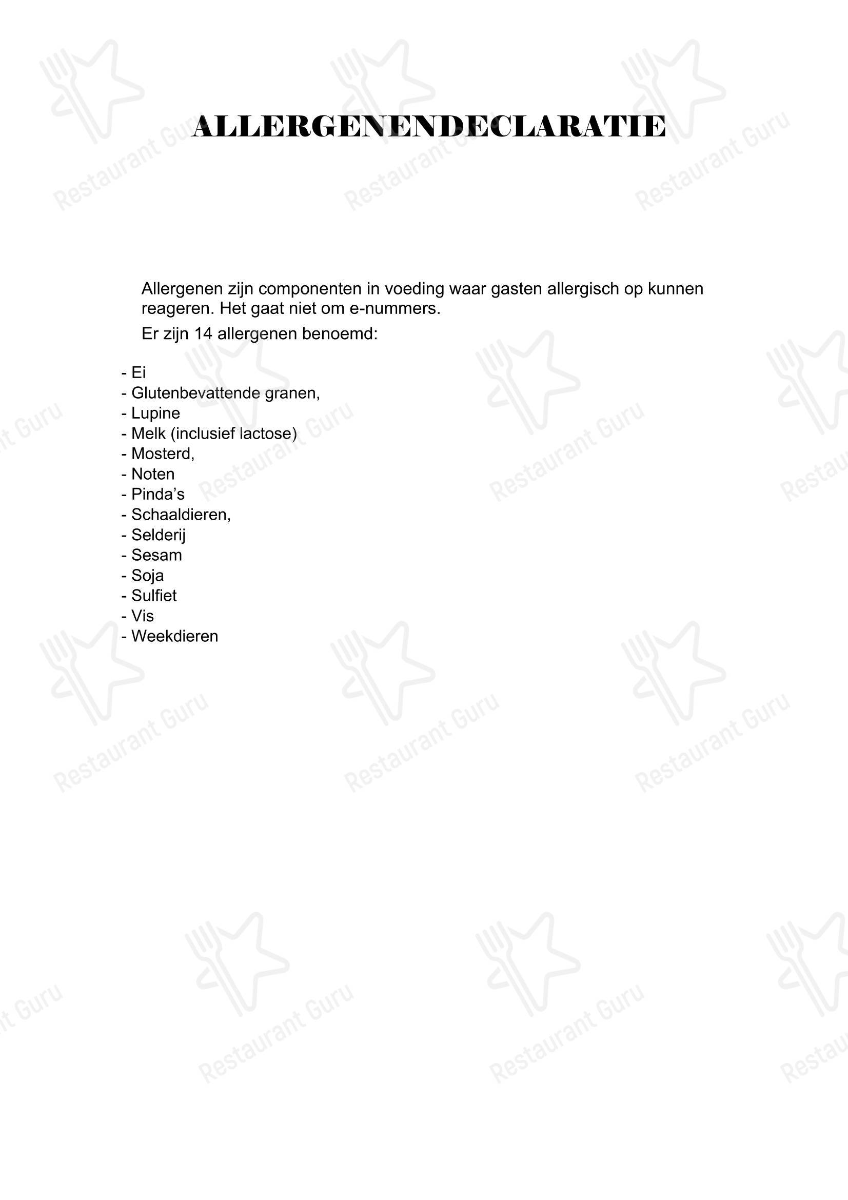 Restaurant AAP в Alphen - Lunch Menu