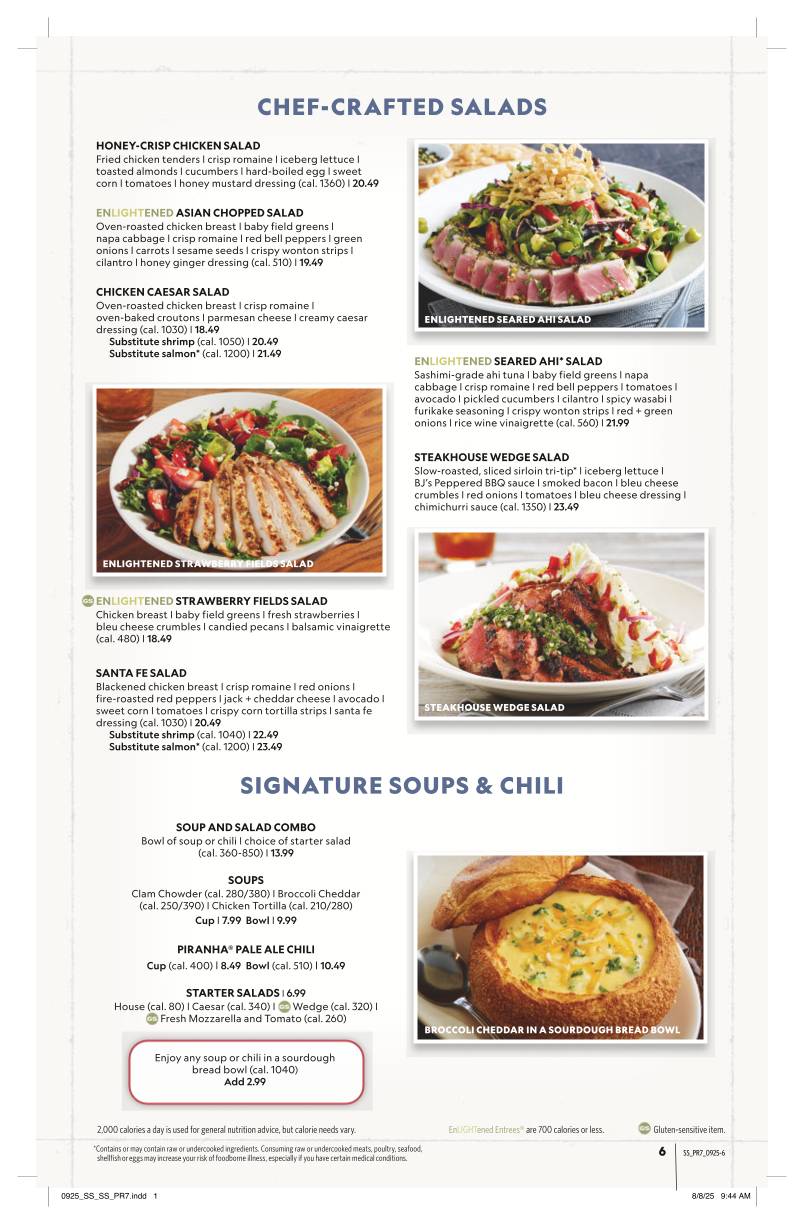 BJ's Restaurant & Brewhouse меню