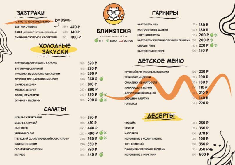 Блинотека меню