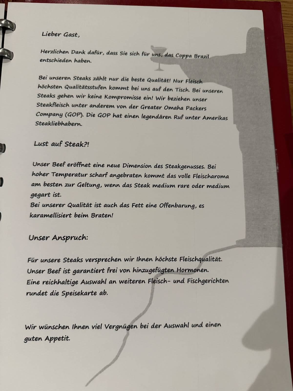 Restaurant Coppa Brazil меню