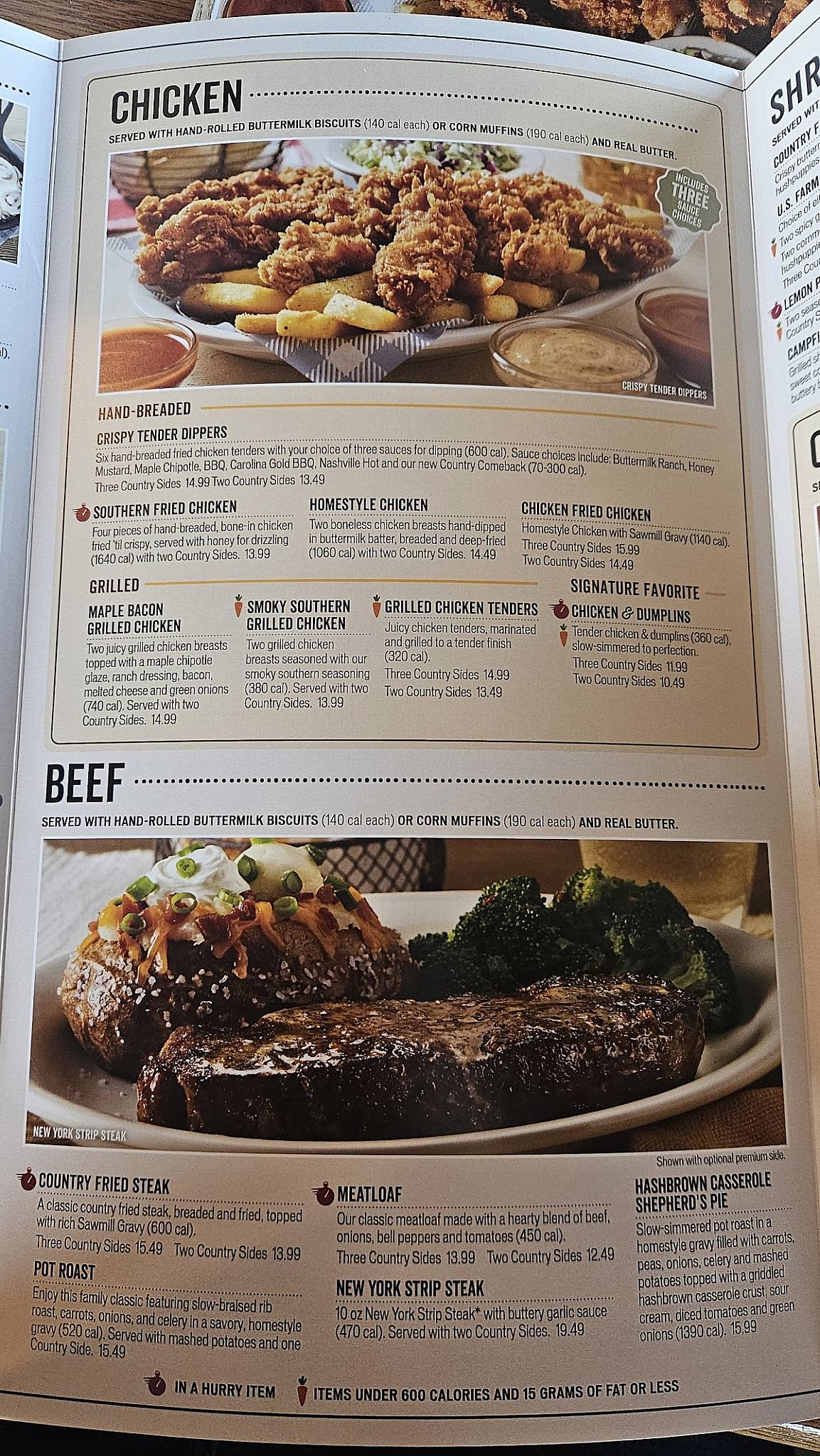 Cracker Barrel Old Country Store меню
