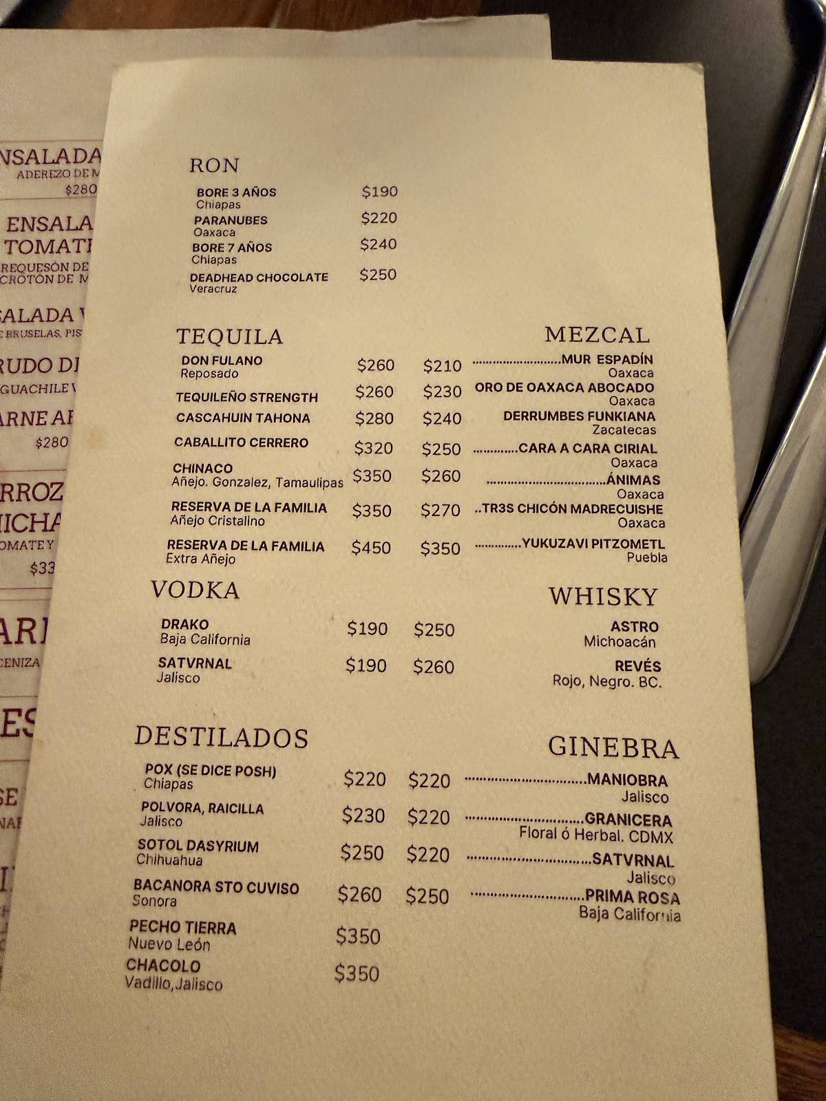 FIERRO меню