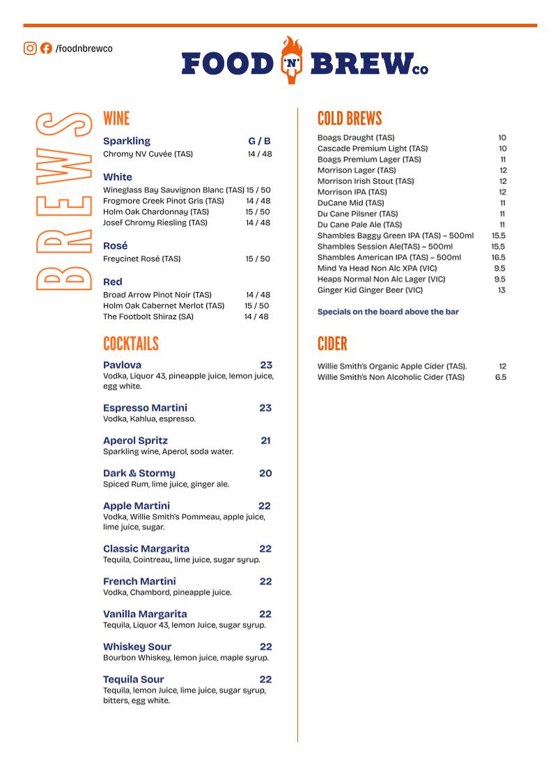 Food 'n' Brew Co меню