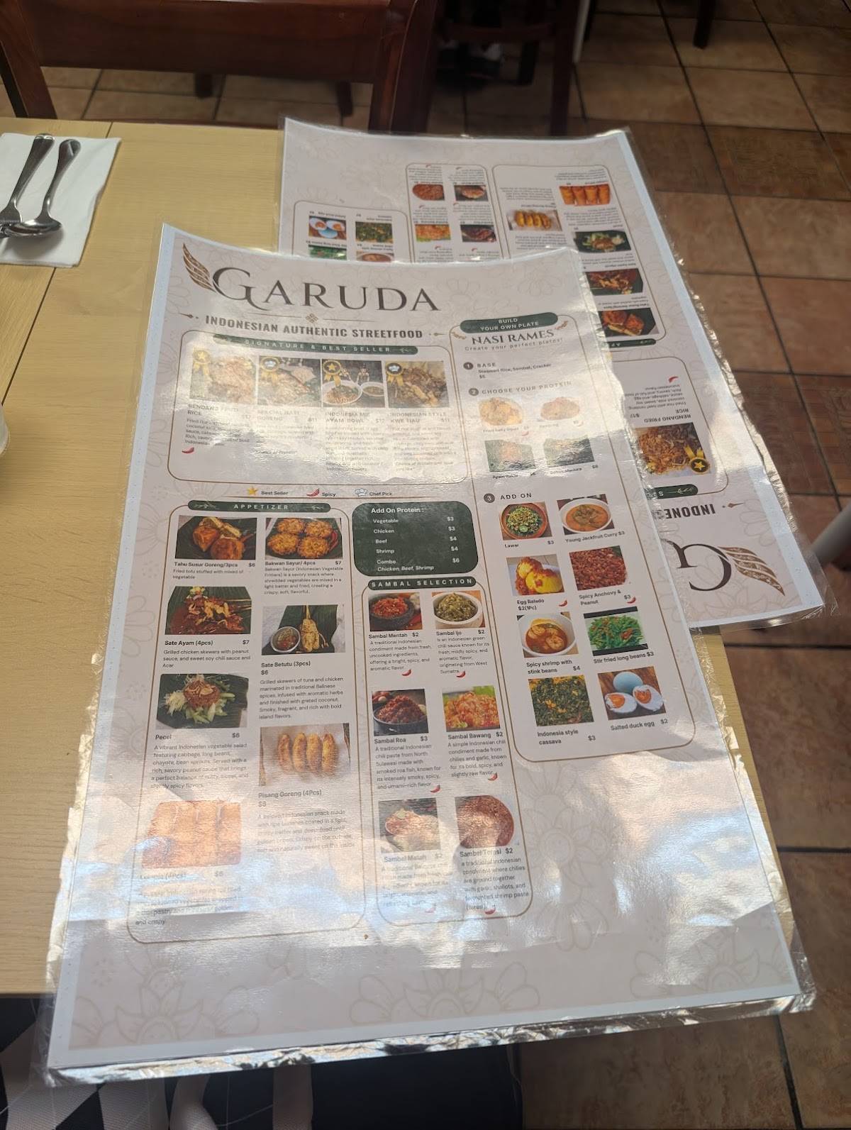 Garuda меню