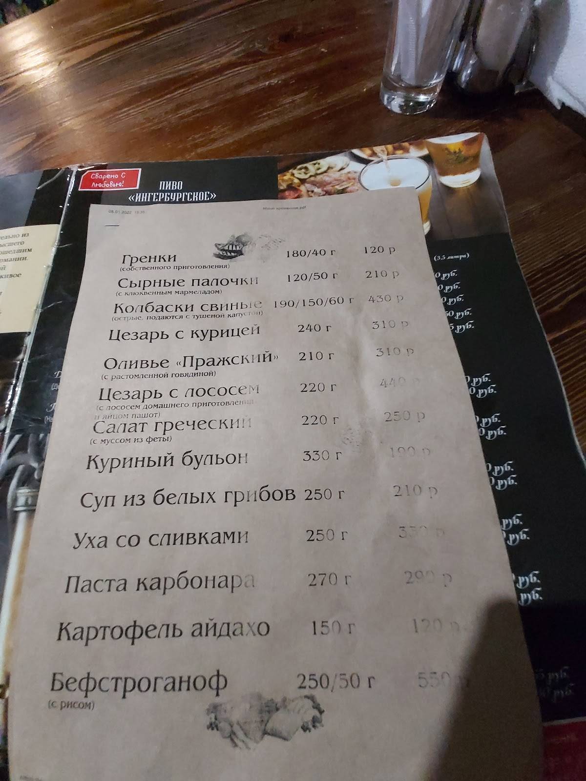 Ингербургский меню