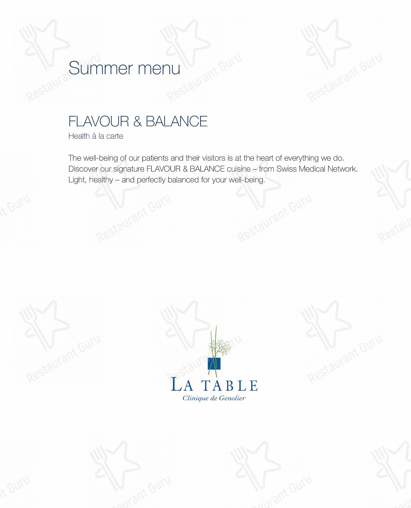 La Table Restaurant в Женолье - 菜单