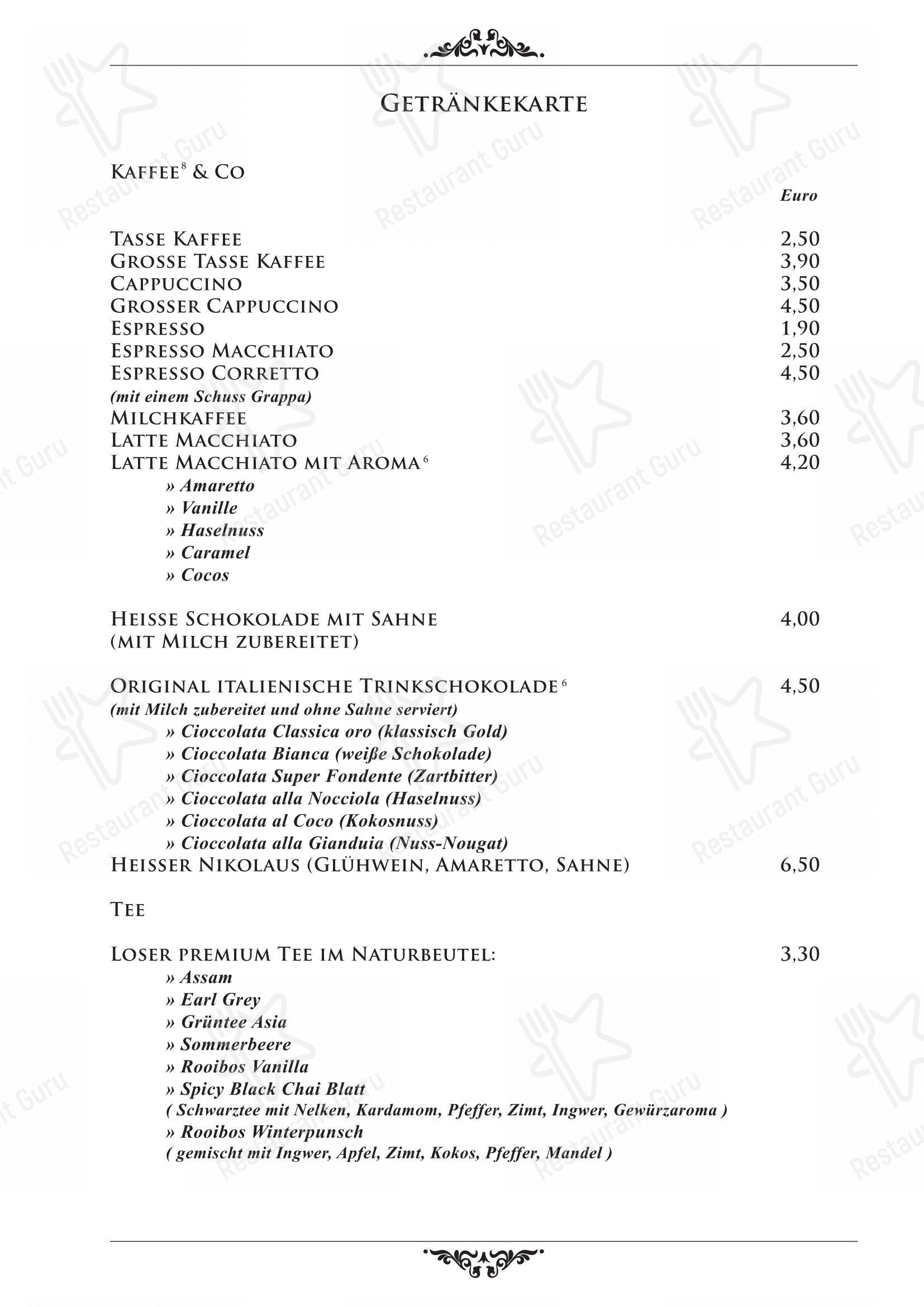 Меню паба и бара Restaurant Lehre Café Bar