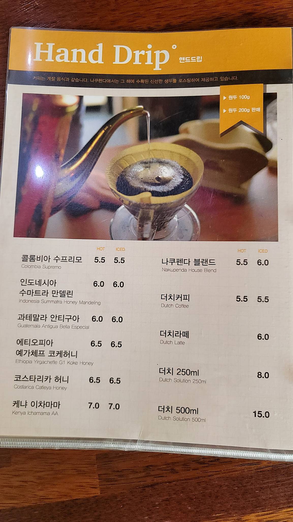 나쿠펜다(Nakupenda) меню