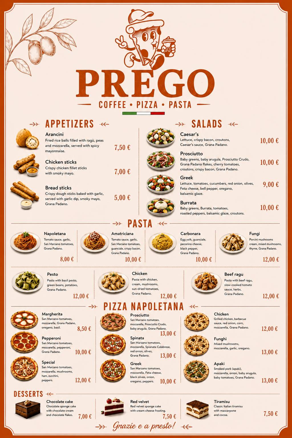 Prego меню