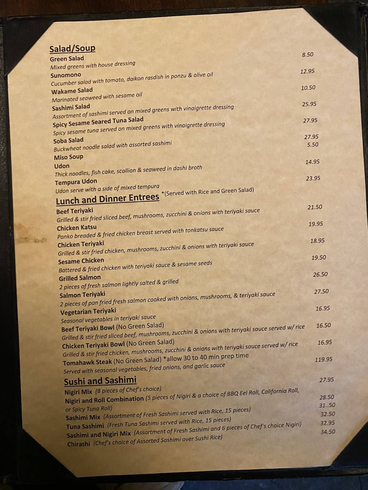 Raw Sushi Bistro меню