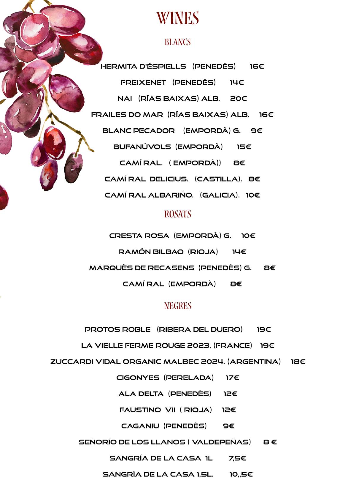 Restaurant Camí Ral меню