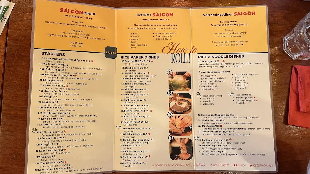 Restaurant Saigon меню
