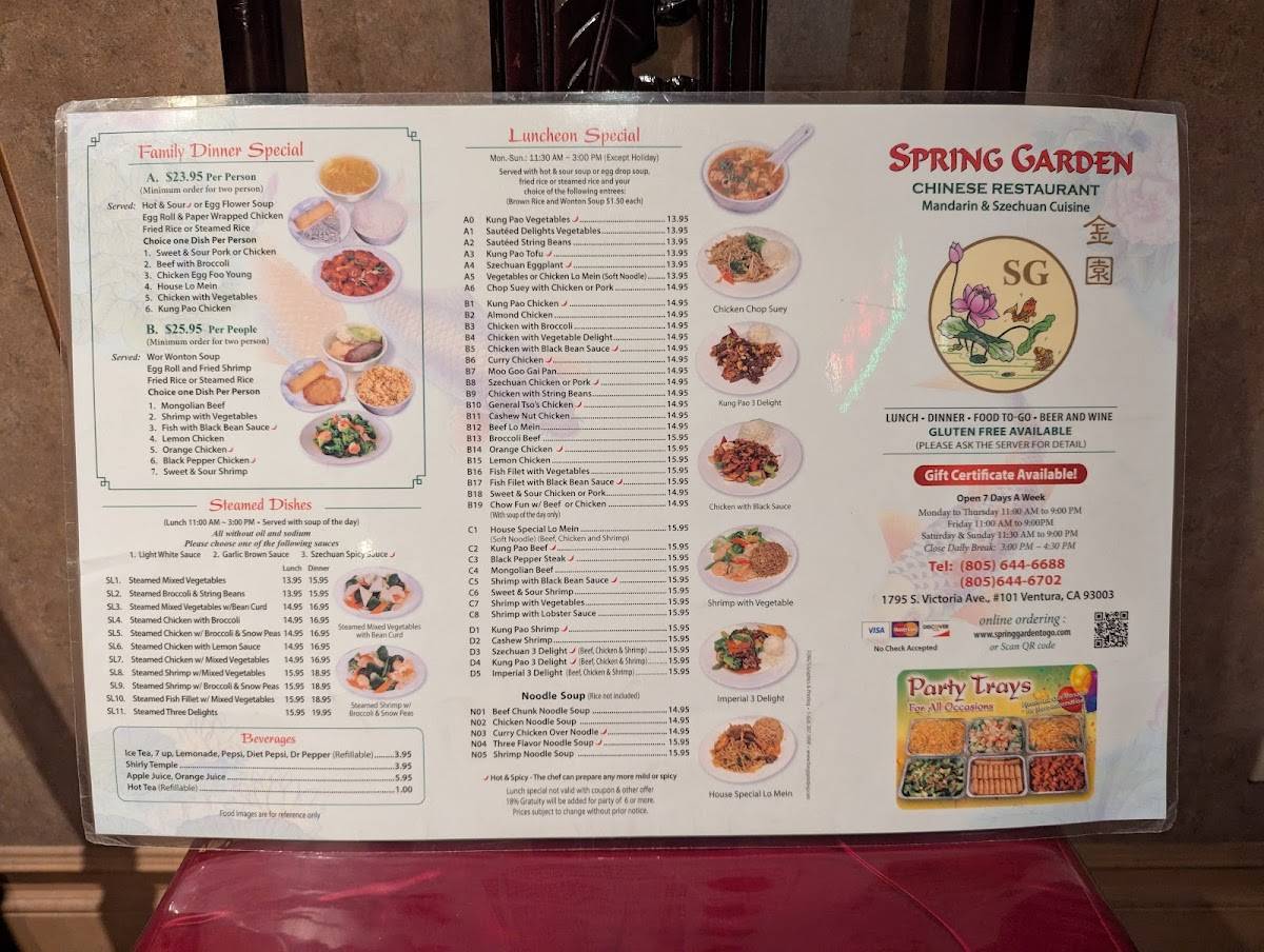 Spring Garden Chinese Restaurant меню