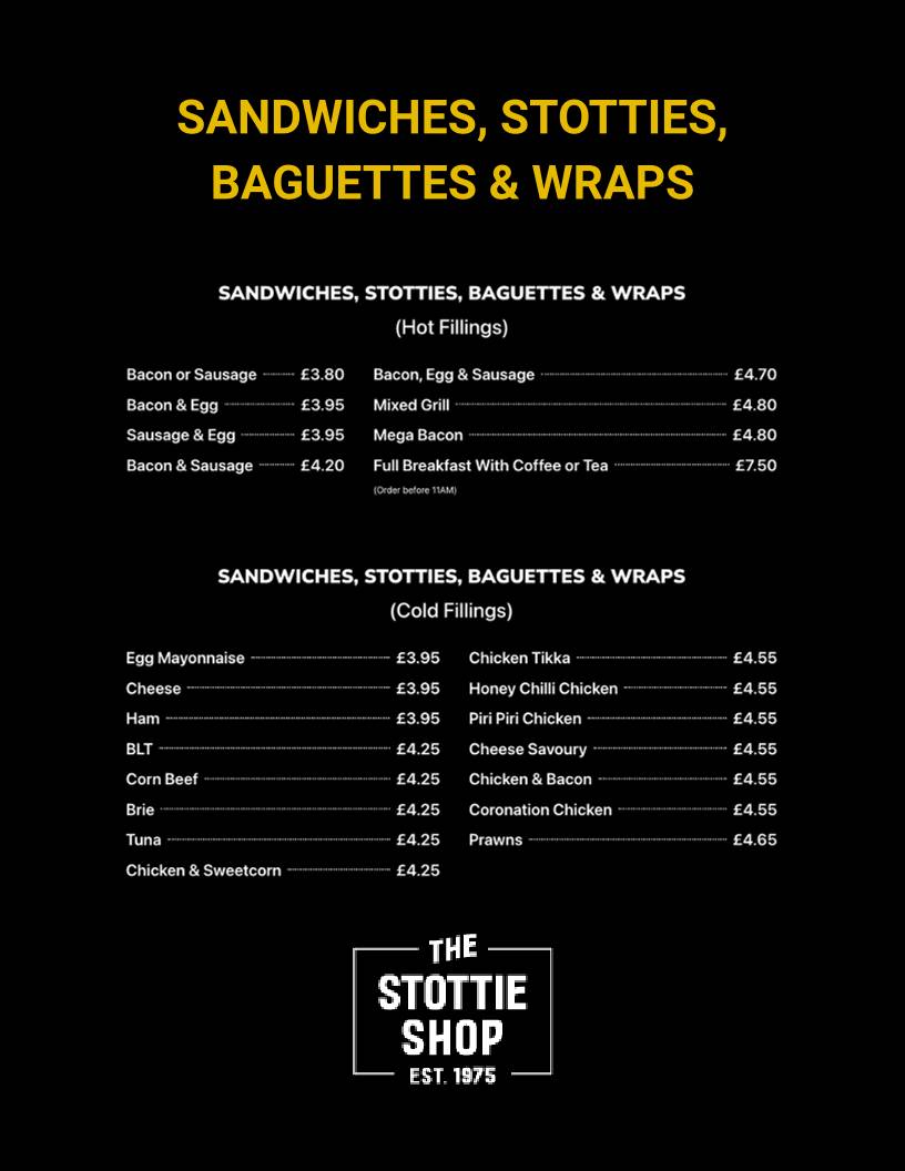The Stottie Shop меню