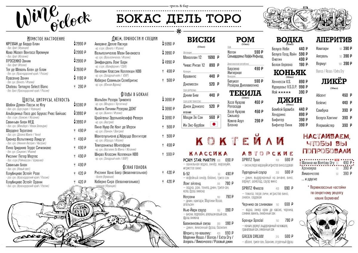 Бокас Дель Торо меню