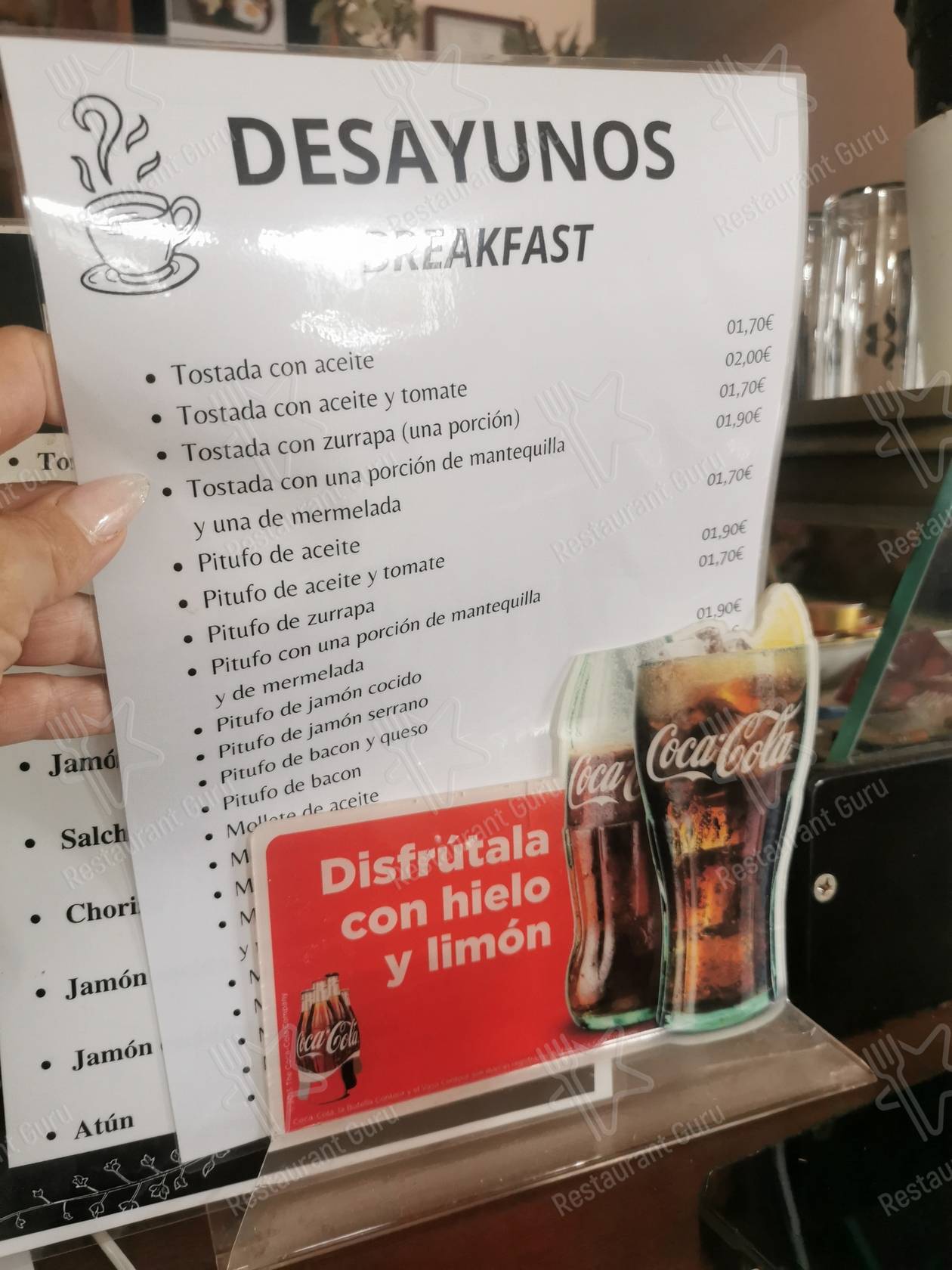 Меню Restaurante Altillo - еда и напитки