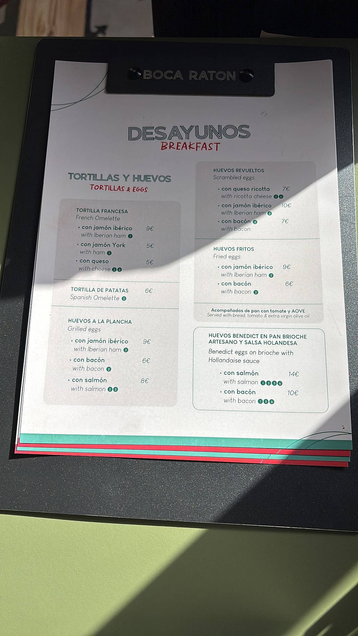 Restaurante Boca Ratón меню