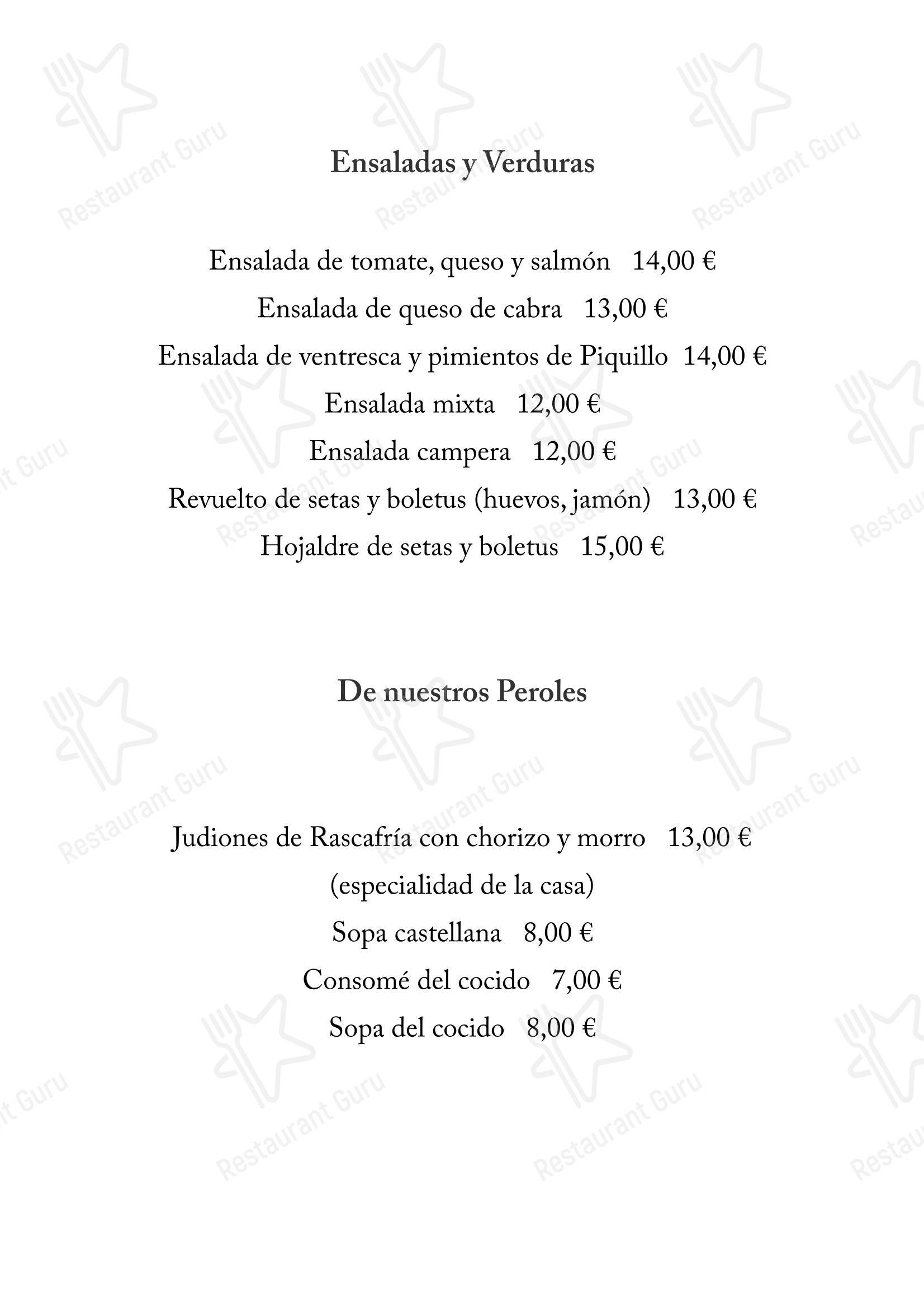 Меню ресторана Restaurante Casa Juanito - Меню