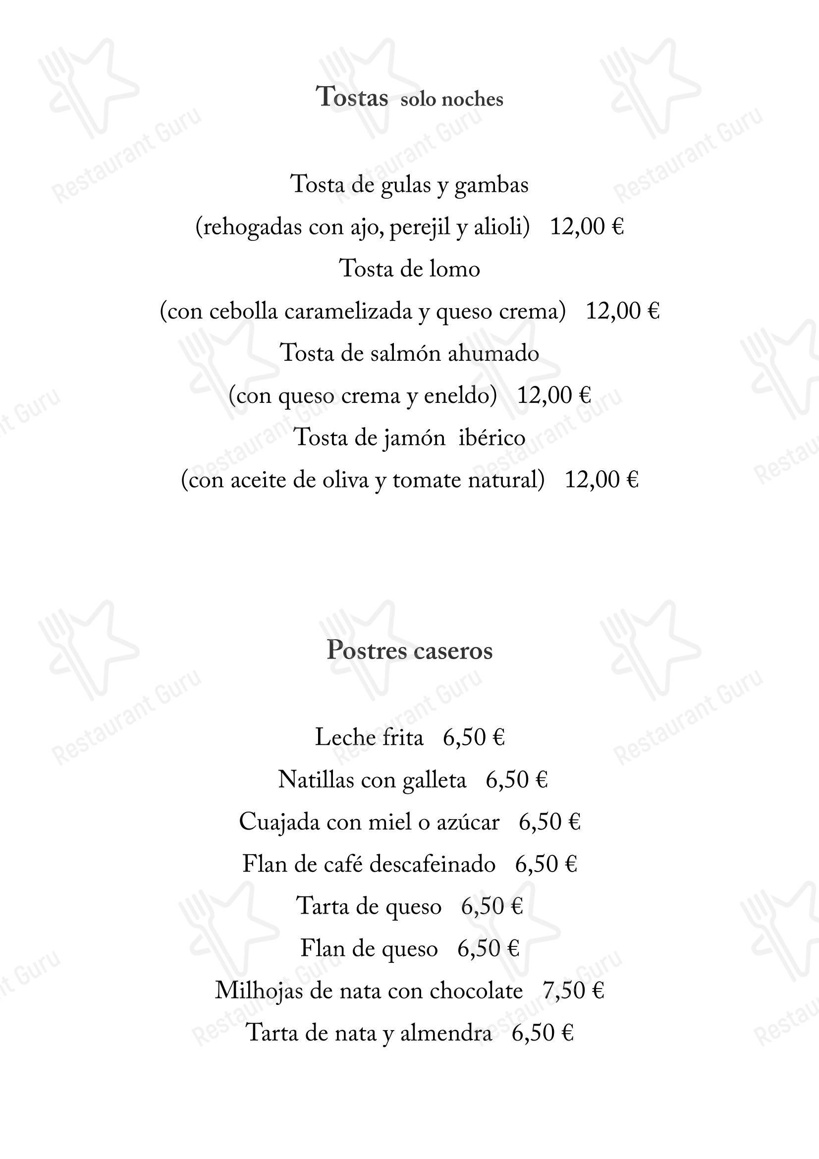 Restaurante Casa Juanito в Раскафрии - Меню