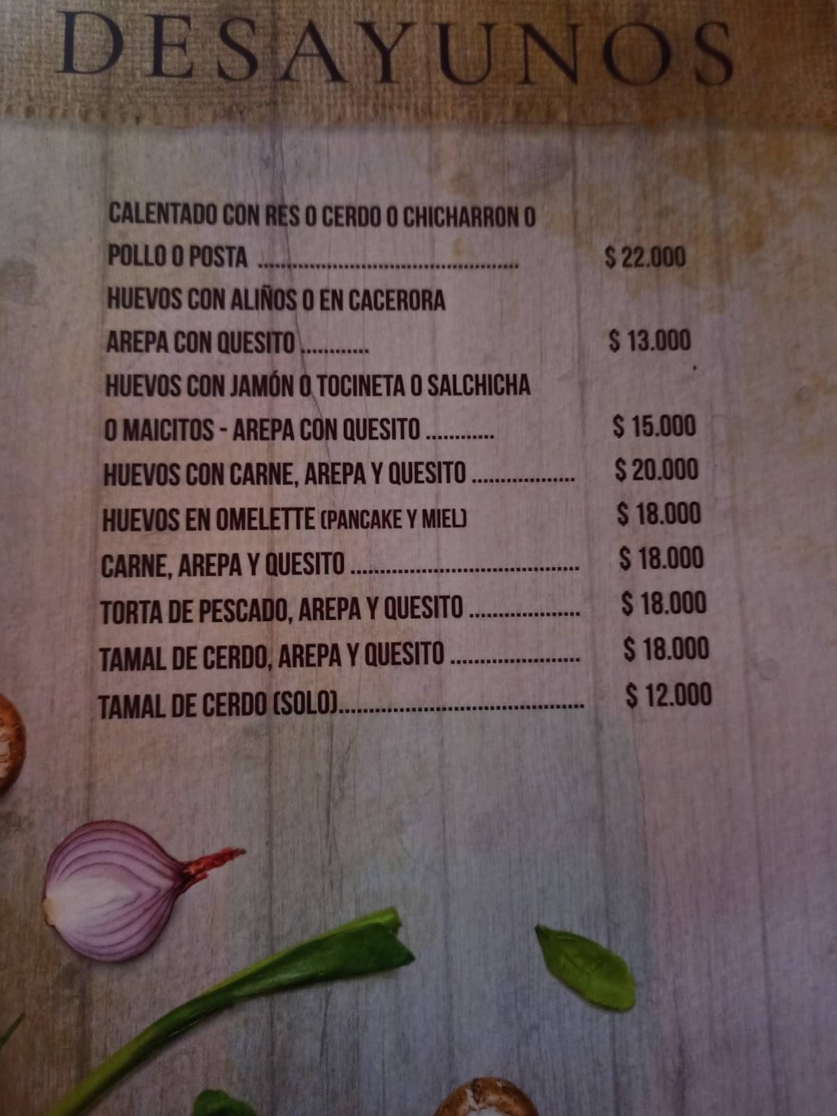 Restaurante El Manantial меню