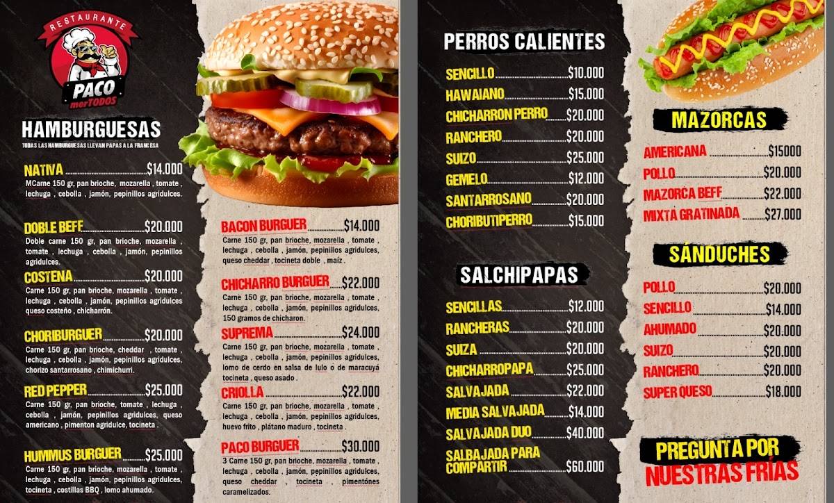 Restaurante Pacomertodos меню