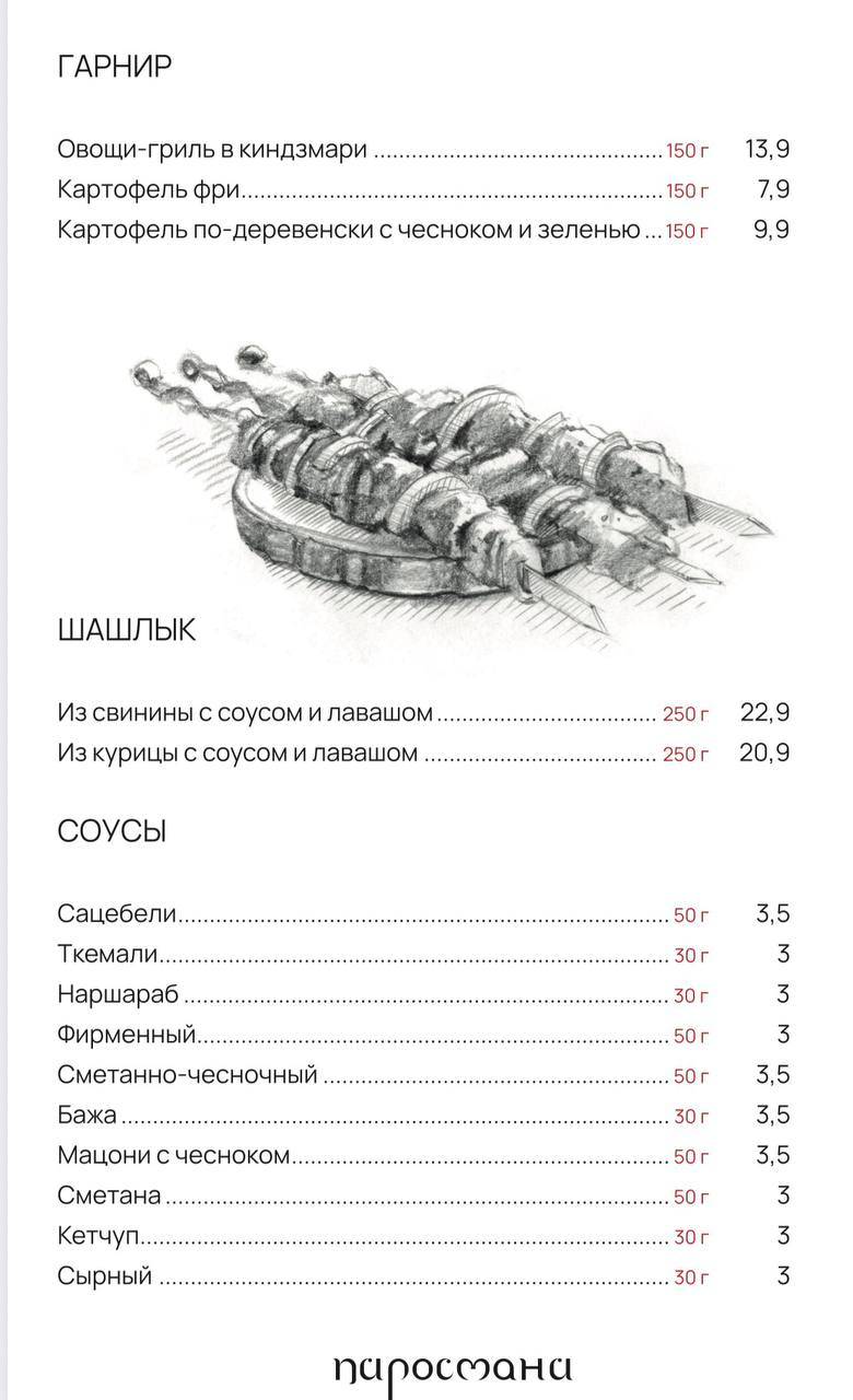Кафе Грузинской кухни меню