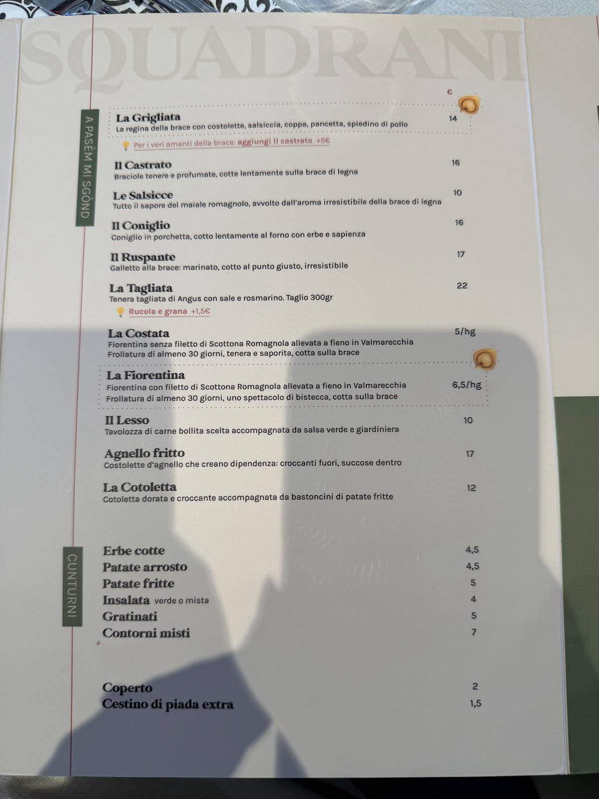 Ristorante Squadrani меню