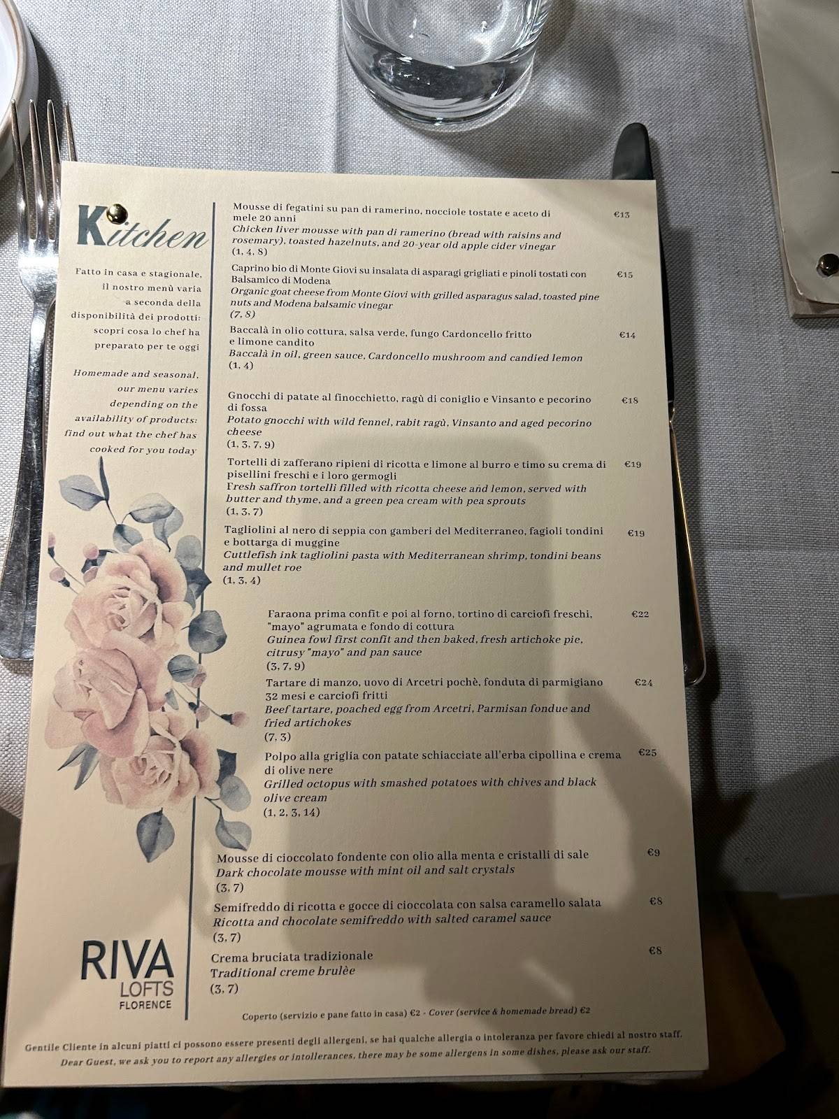 Riva Kitchen меню