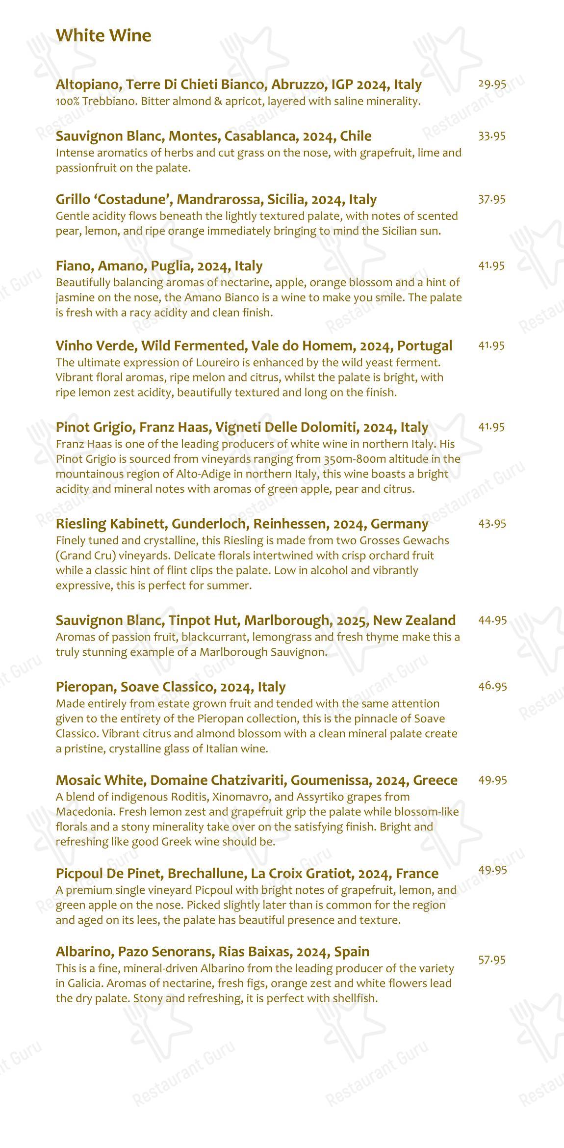 Dinner Menu паба и бара Rocpool в Инвернессе