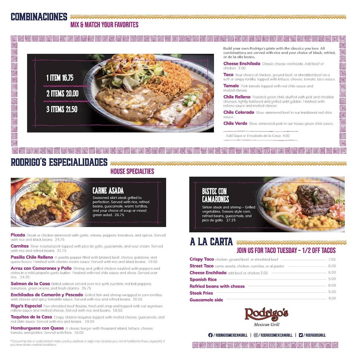 Rodrigo's Mexican Grill - Tustin меню