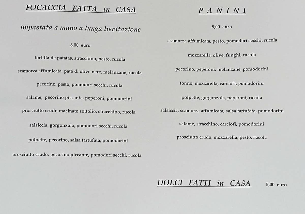 PanDivino - Focacceria Taperia меню