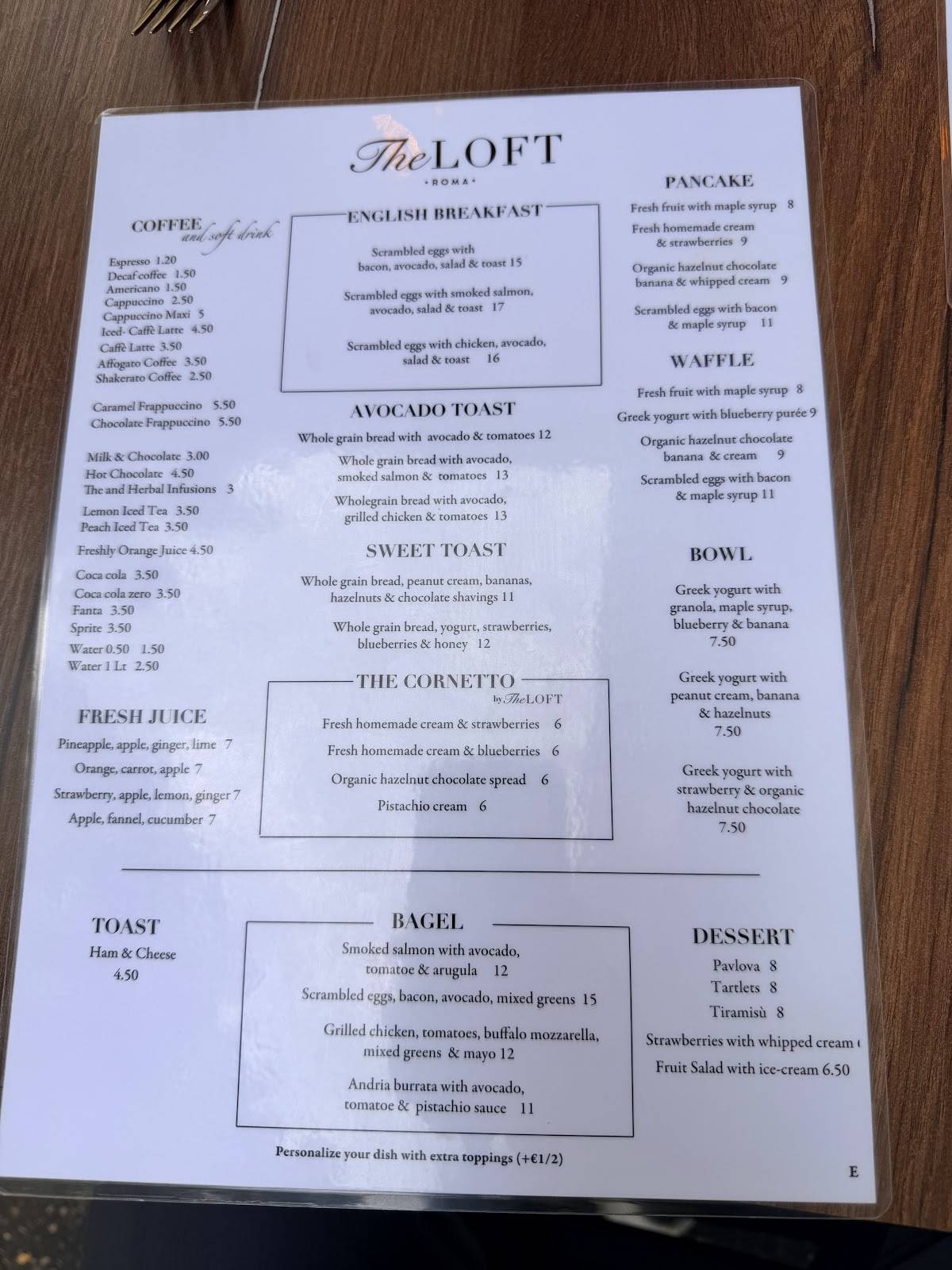 THE LOFT Colazione, Brunch & Pizza Dinner vicino San Pietro меню
