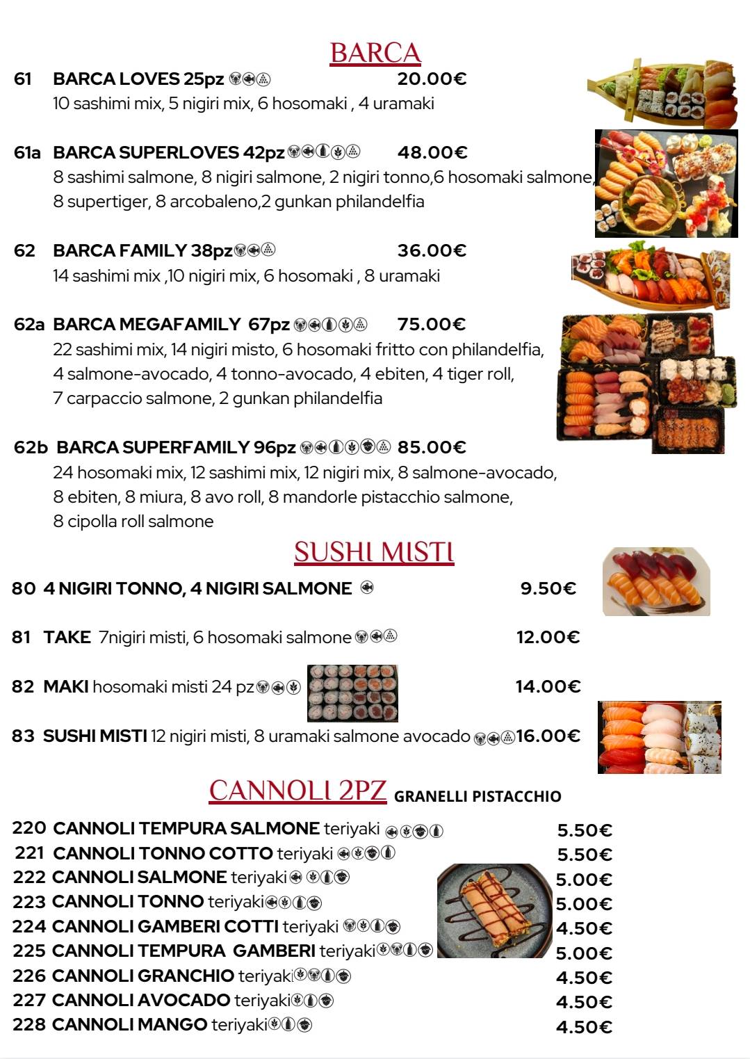 Ristorante Sakura меню