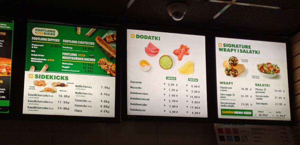 Subway меню