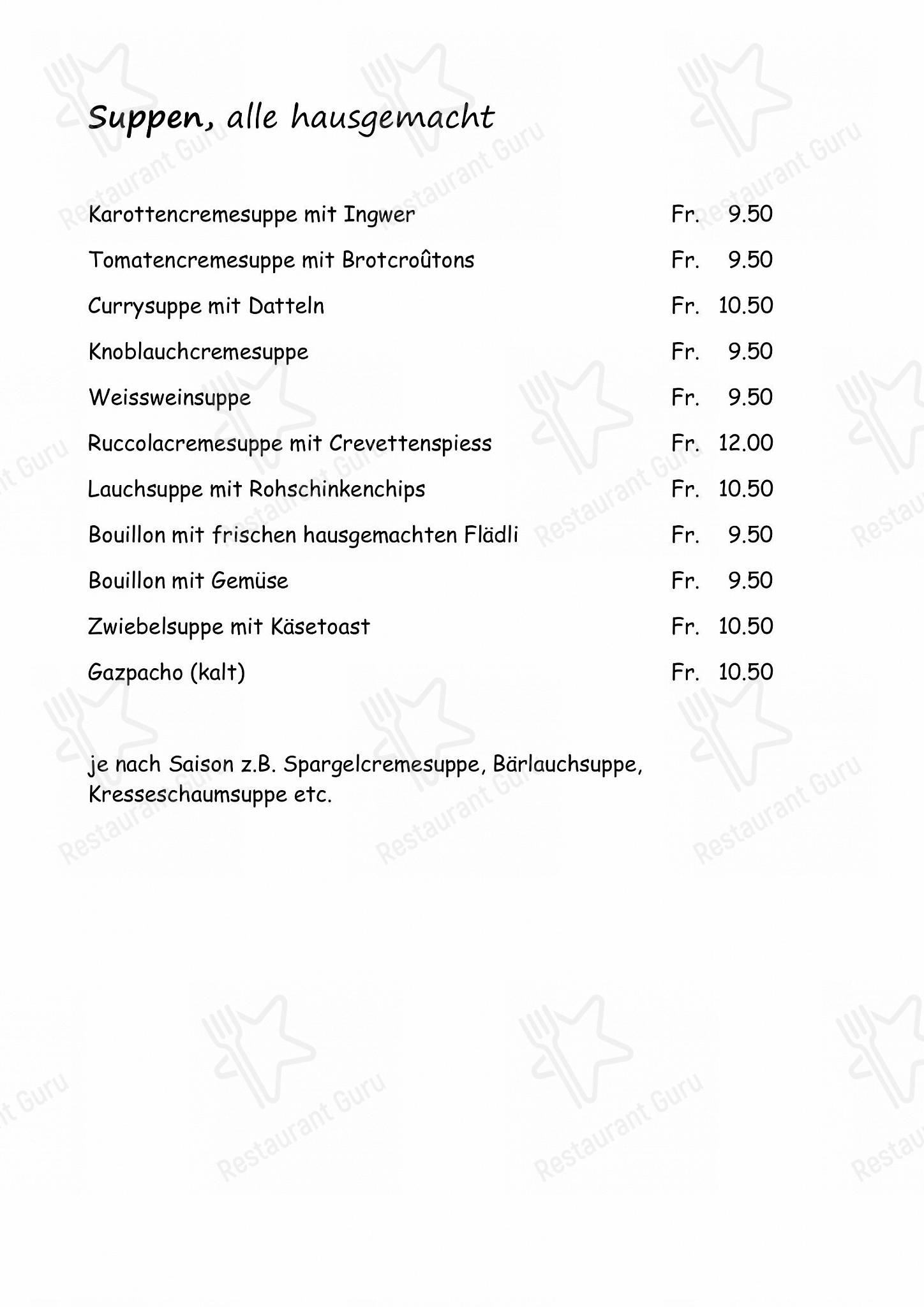 Крафт меню ресторана Gasthaus Sternen в Рюдлингене