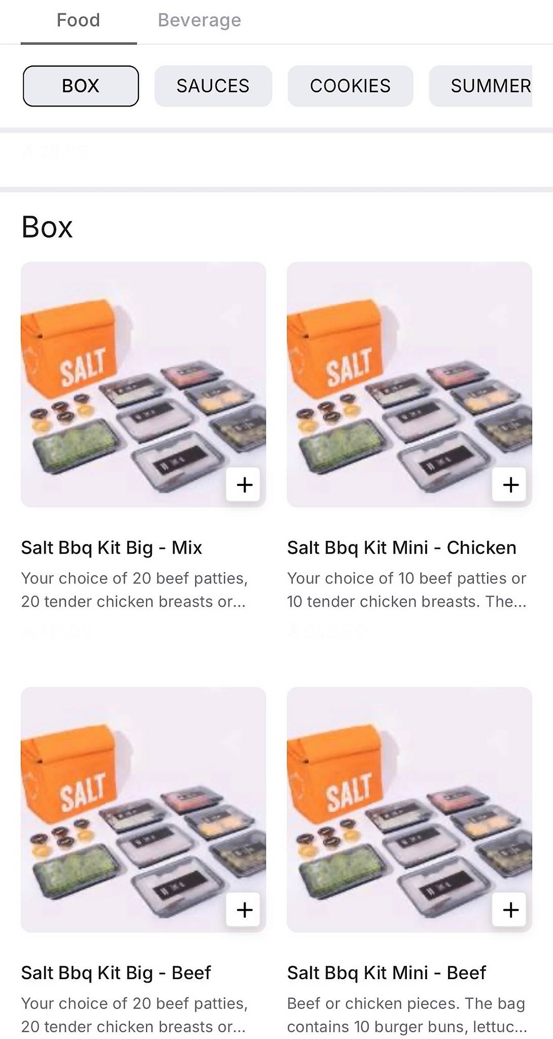 SALT меню