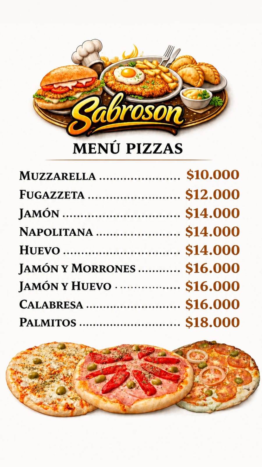 Sabroson Comidas меню