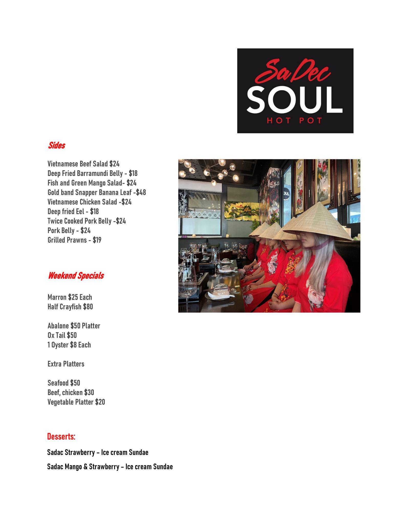 Soul on the Point меню
