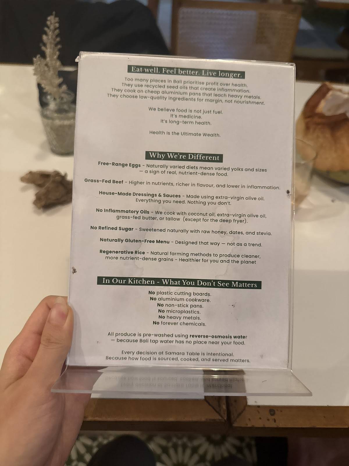 Samara Table меню