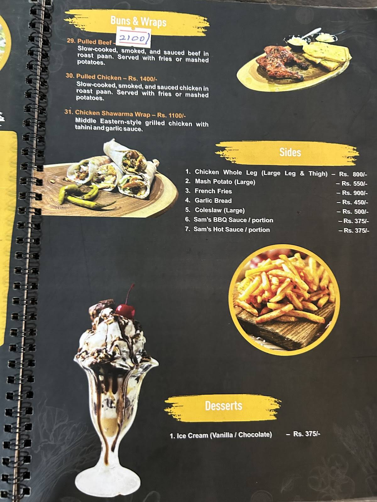 Sam’s Barbecue меню