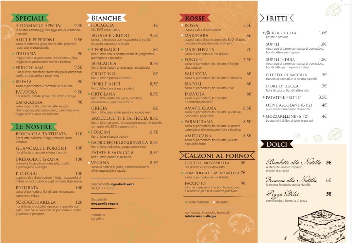 Scrocchiarella Pizzeria Romana меню