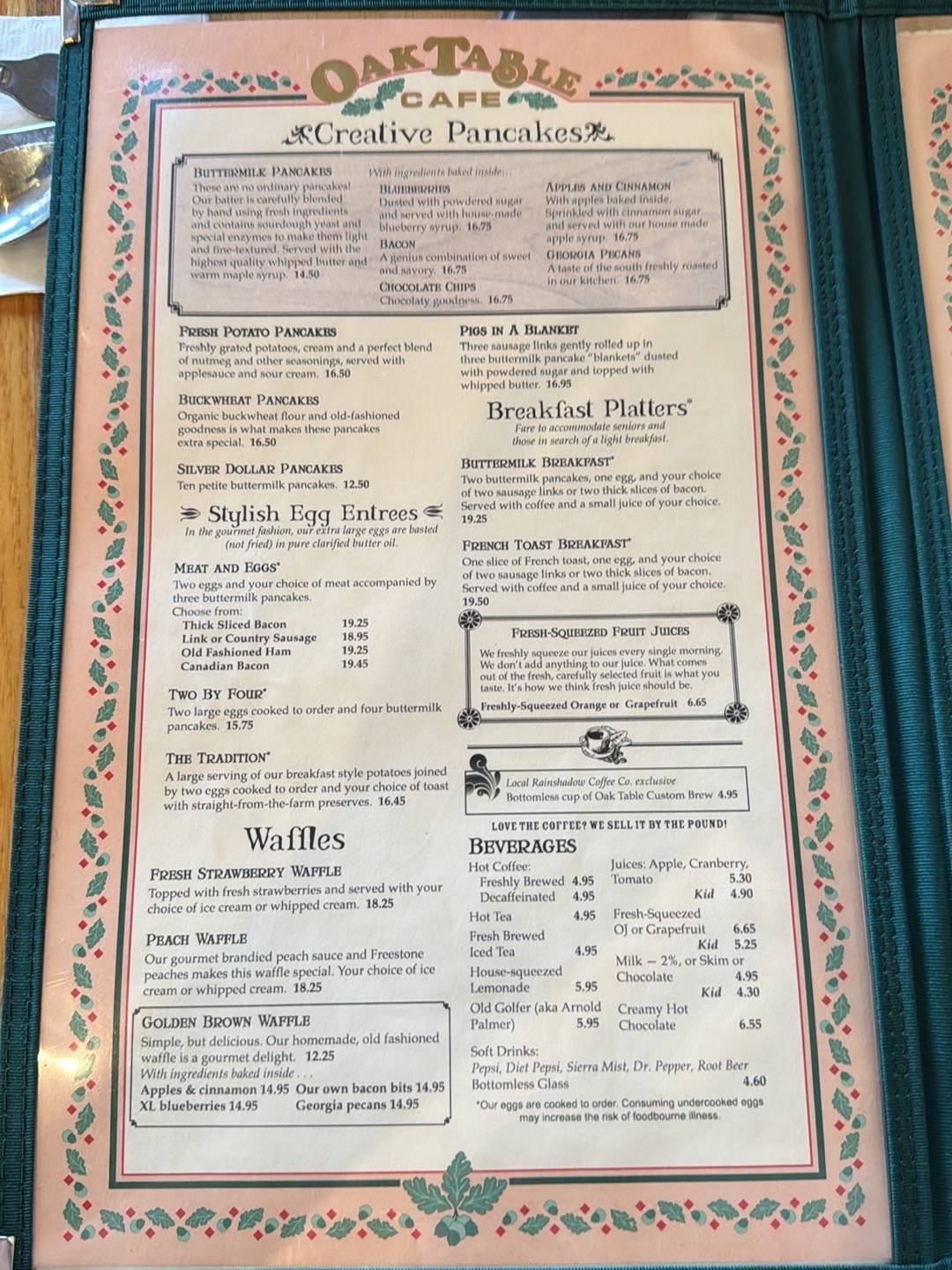 Oak Table Cafe меню