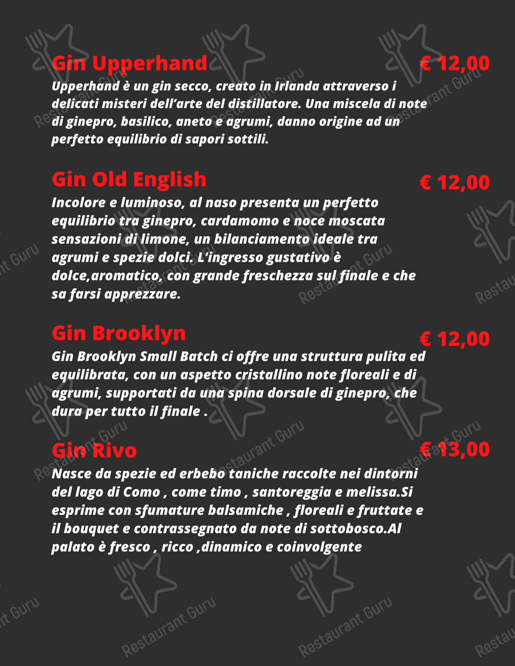 Меню паба и бара Shake Cocktail & Wine Bar - Ночное меню