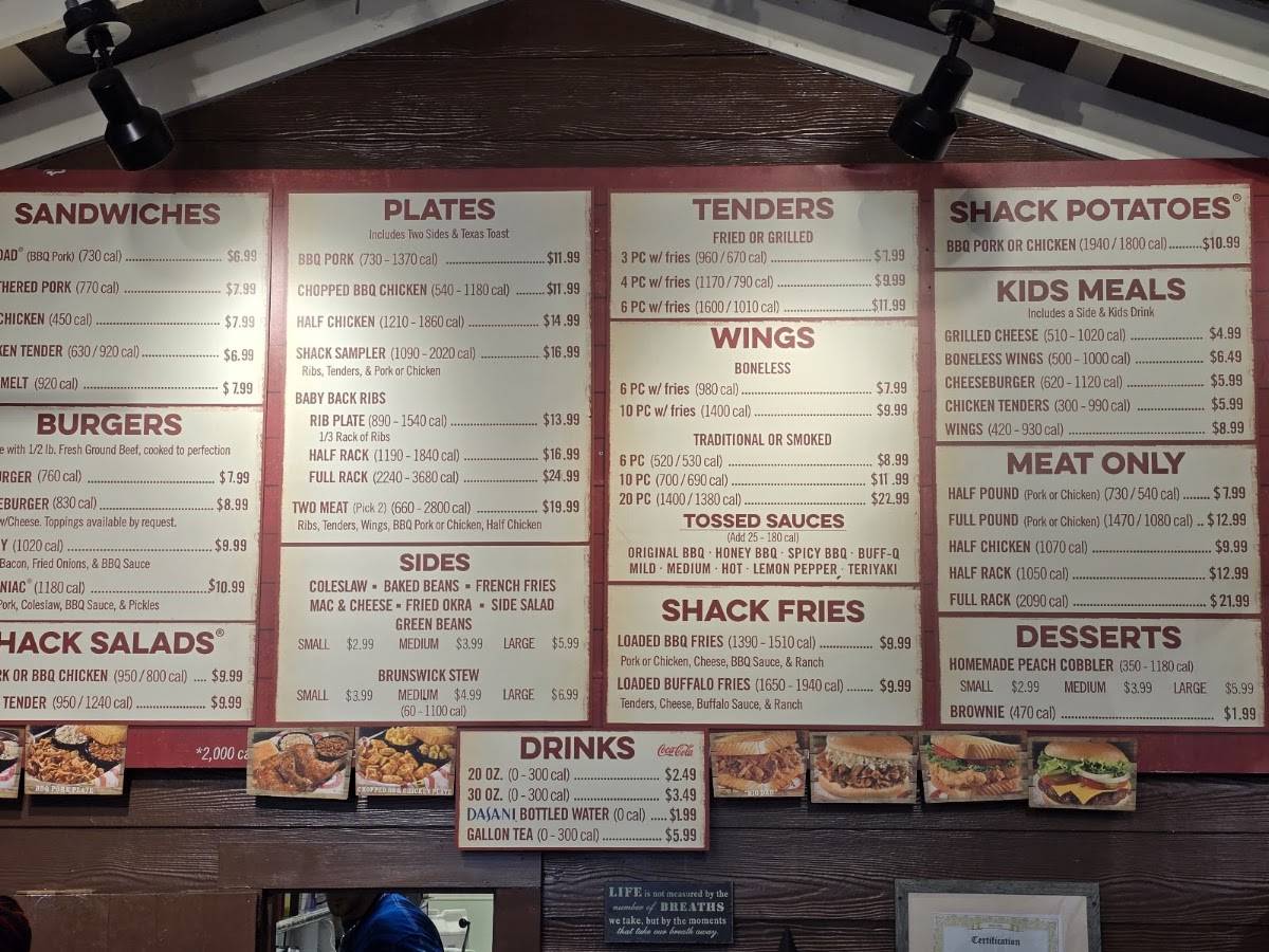 Shane's Rib Shack меню