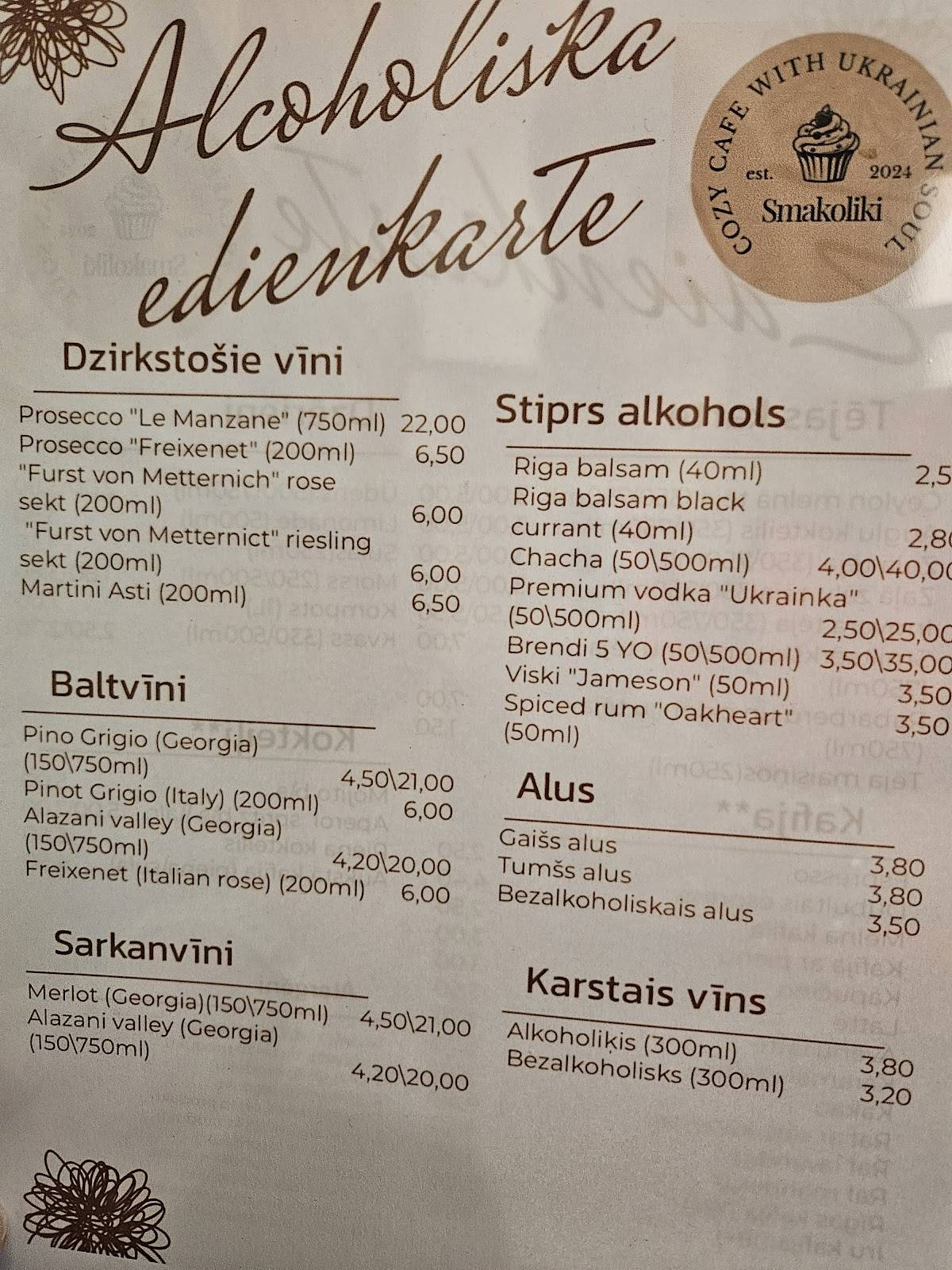 Smakoliki меню