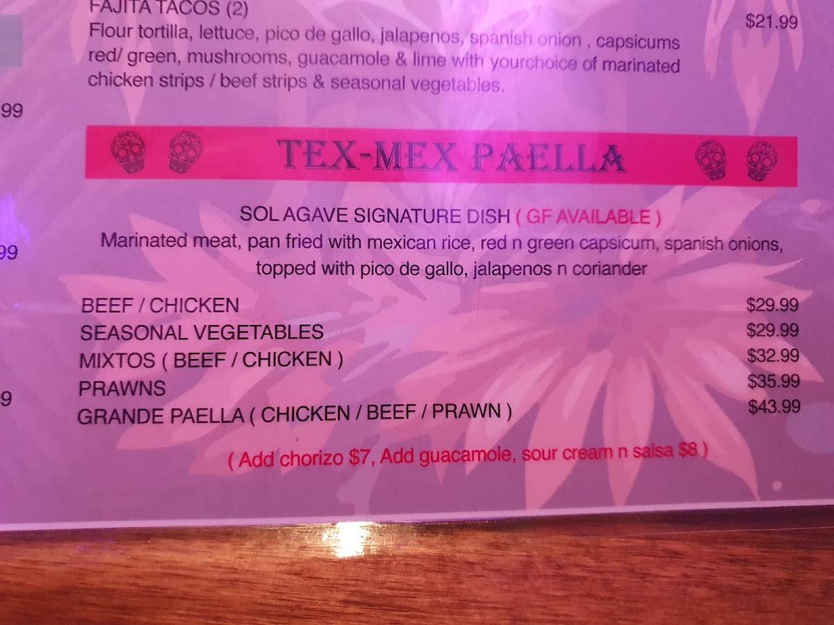 Sol Agave меню