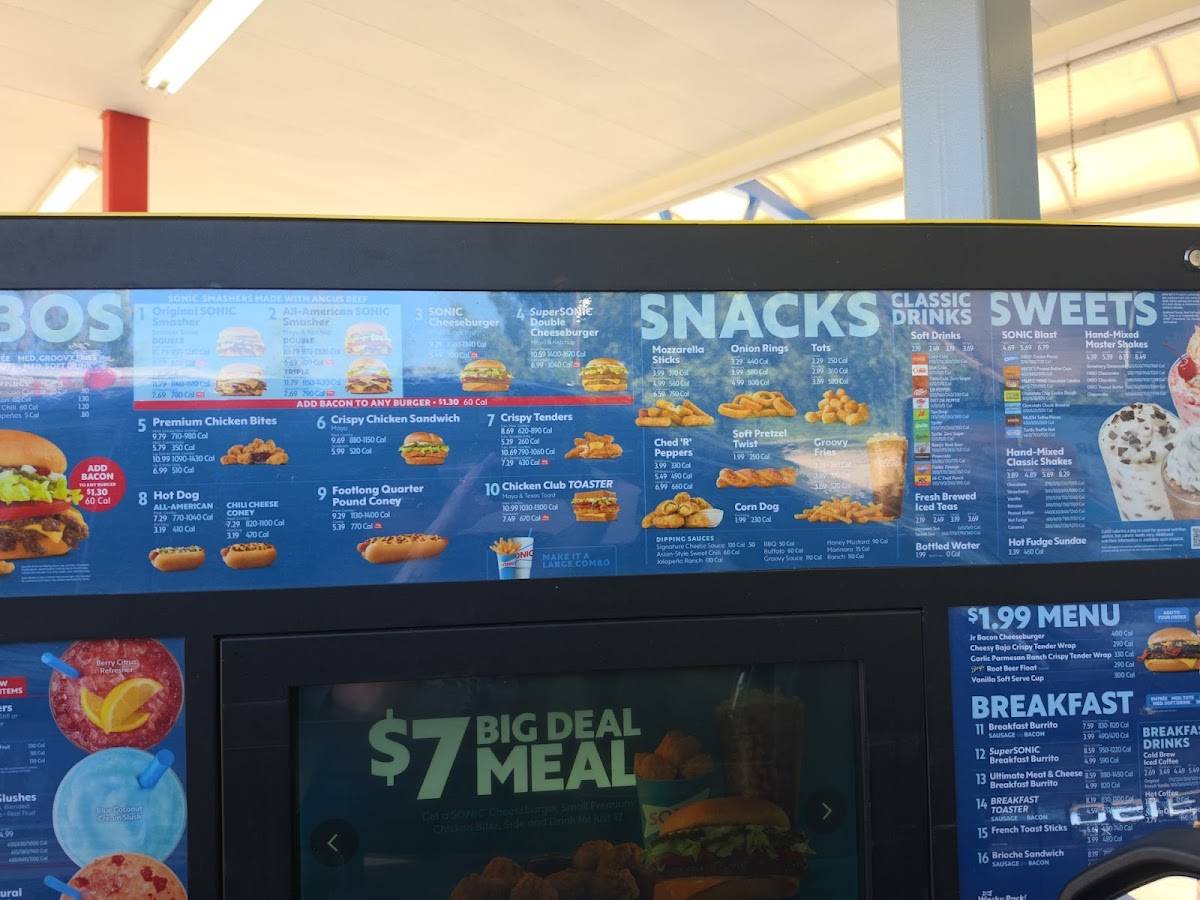 Sonic Drive-In меню