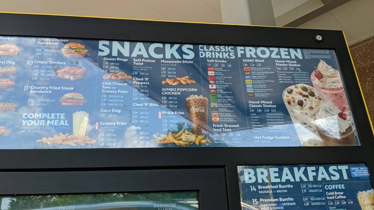 Sonic Drive-In меню
