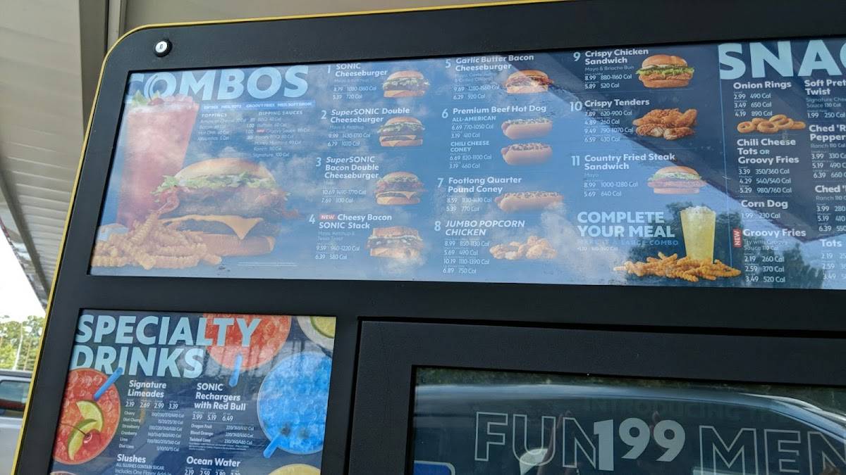 Sonic Drive-In меню